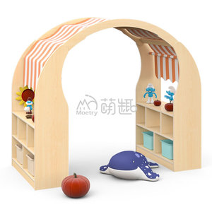 Arche <span class=keywords><strong>de</strong></span> lecture Montessori en bois <span class=keywords><strong>de</strong></span> haute qualité Moetry avec étagère <span class=keywords><strong>de</strong></span> rangement et auvent – Écologique, Sûr et Design Moderne pour l'école et la garderie - Product Image 3