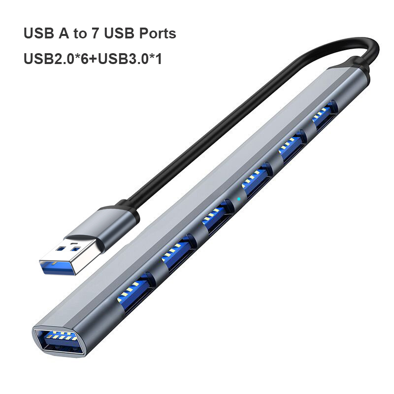 7 En 1 USB A Hub gris