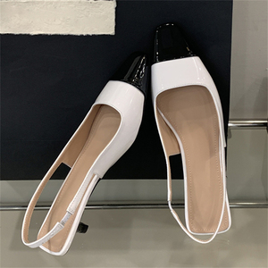 XSD High-End Custom Women's Summer Sandals European American Black White Low-Heeled <b>Mules</b> <b>Closed</b>-<b>Toe</b> High Top Comfortable Design - Product Image 5