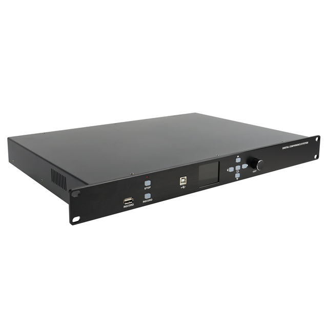 1U Digital Conference System: 2" TFT Screen, 128 Delegates, Auto Camera Tracking, USB Recording, DSP Processing, RS-232 Control