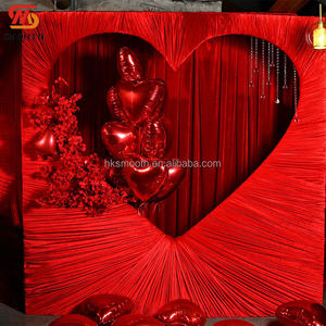 SMOOTH Customized Ruffled Fabric <b>Pink</b> Heart Arch for Wedding Decoration <b>Backdrop</b> - Product Image 6