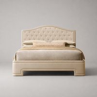 Lit de rangement moderne de luxe avec clous décoratifs personnalisés, taille King/Queen, tête de lit douce en forme de camelback, capitonnage en losanges, cadre en bois rembourré
