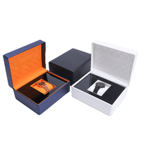 Boîte d'emballage de luxe pour montres de marque, finition laquée brillante, intérieur en similicuir noir, orange et blanc, pour coffret cadeau de montre
