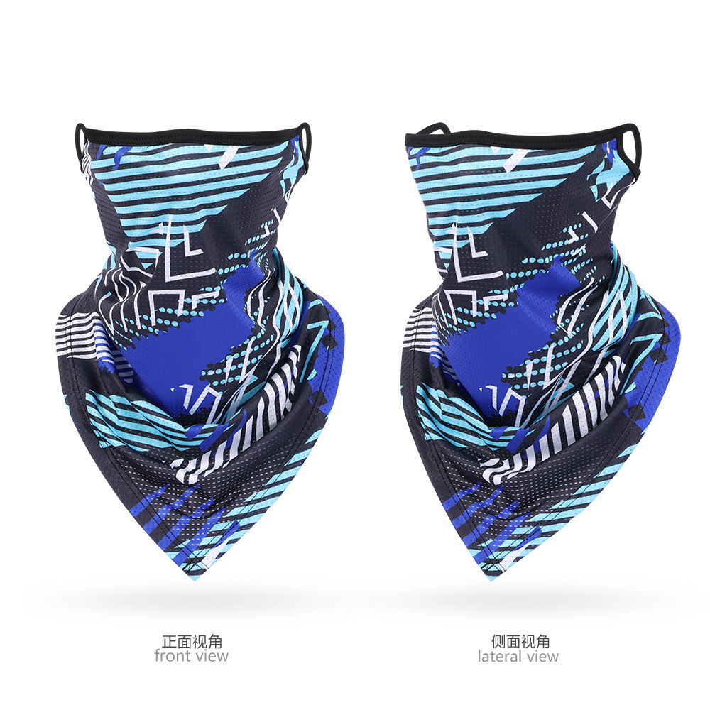 Vendaje triangular con bucle para la oreja y ambiente azul lago