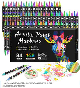 Marcadores de Pintura Acrílica a Base de Agua de Doble Punta, <span class=keywords><strong>168</strong></span> Colores, Profesionales, Resistentes al Agua, Permanentes, Borrables, Certificados por la <span class=keywords><strong>CE</strong></span>, para Pintar Rocas - Product Image 1