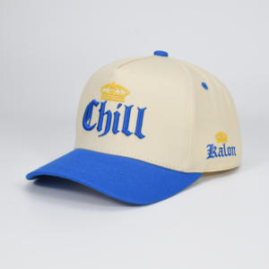 Cappellini da Baseball in cotone strutturato a 5 pannelli su misura Cappello in stile sportivo bicolore con Logo ricamato in rilievo 3D - Product Image 1