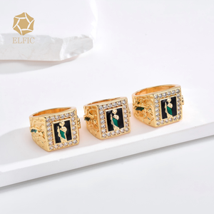Elfic 14 k Oro Lamado Zircon Religion <span class=keywords><strong>Saint</strong></span> <span class=keywords><strong>Jude</strong></span> Hommes Jésus Anneaux Charmes Bijoux En Gros - Product Image 5