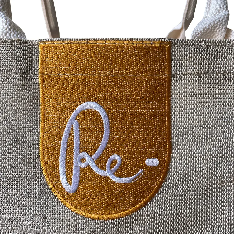 Hochwertige Stickerei Logo Handtaschen große Sac kleinen Luxus weiße Weihnachten Baumwolle Jute Leinen Einkaufstasche