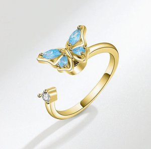 Butterfly Open <b>Ring</b> Adjustable Sterling Silver Zircon Crystal Women <b>Fine</b> Jewelry Gift for Wedding Party - Product Image 3