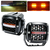 Projecteur de travail LED carré étanche IP67 50W, faisceau spot 3 pouces, ambre, pour extérieur, moto, camion, bateau, 12V 24V