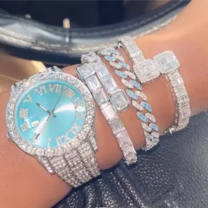 WG123 High Quality Stainless Steel Watch Mens Hip Hop Gold Plated Iced Out Diamond Waist Quartz Watches Bijoux Et Montres