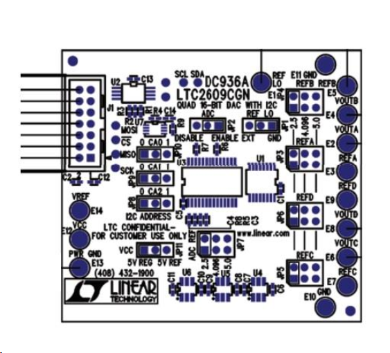 DC936A Data Conversion IC Development Tools LTC2609 Quad 16-bit Vout DAC (Demonstration Board Req. DC59 Embedded