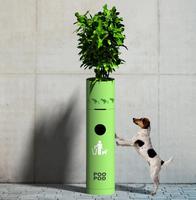 Poubelle ronde verte en colonne pour usine, avec pot de fleurs, personnalisation possible, poubelle pour animaux de compagnie, poubelle pour déchets de rue