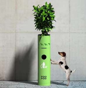 Poubelle ronde verte en colonne pour usine, avec pot de <span class=keywords><strong>fleurs</strong></span>, personnalisation possible, poubelle pour animaux de compagnie, poubelle pour déchets de rue - Product Image 1