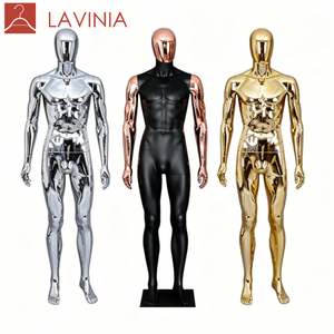 Mannequin Homme Entier Lavinia Hanger Nouvelle Tendance Chrome Doré avec Tête et Base en Plastique pour Présentation de Vêtements en Boutique - Product Image 1