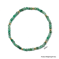 Bracelet en acier inoxydable plaqué or véritable 18 carats avec perles en pierre naturelle, perles carrées facettées 3*3 mm, cristal coloré, tourmaline arc-en-ciel