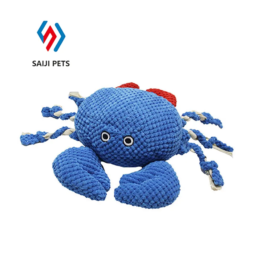 Adorable jouet vibrant pour animaux de compagnie Crabe corde en toile souple résistant aux remorqueurs chien jouet à mâcher crabe Comprend un couineur et une corde