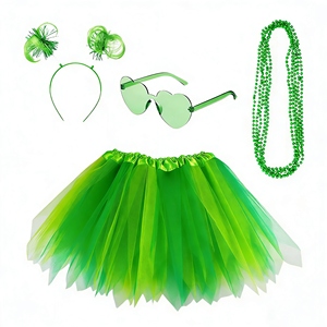Vestido de Tul en Capas para Niñas y Mujeres, Traje Irlandés del Día de San Patricio para Bebés y Niñas Pequeñas con Diademas, Gafas y Collar, 4 Piezas - Product Image 5