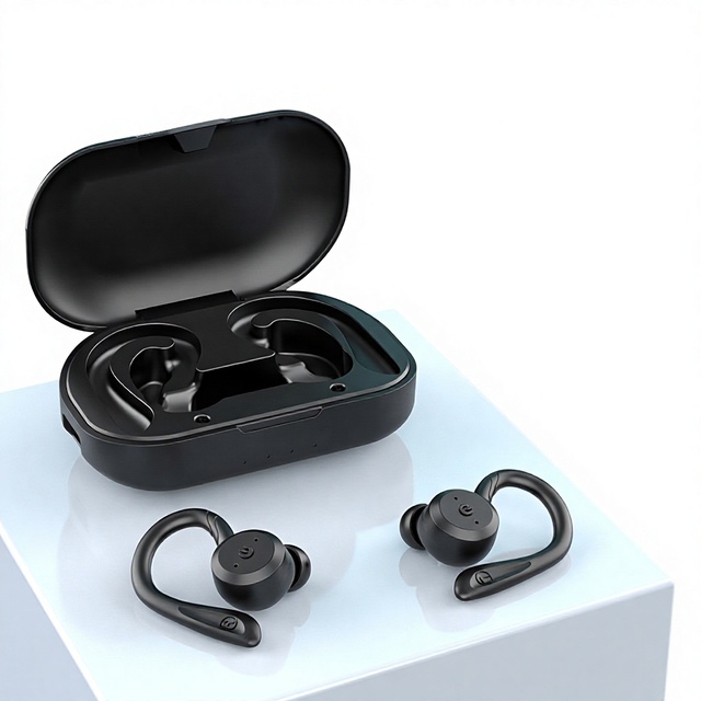 Factory Customization IPX7 TWS Wireless Earbuds Waterproof LED for 5.3 Ear-Hanging Sports In-ear Headphones