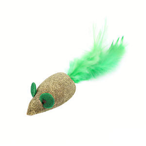 Jouet pour chat en forme de souris verte avec plume et herbe à chat, jouets à mâcher pour chats, fournitures pour animaux de compagnie - Product Image 3