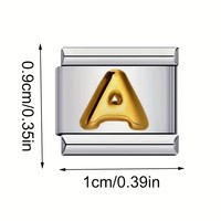 Bracelet modulaire italien en acier inoxydable avec lettres dorées pour unisexe, assemblage libre, personnalisable avec nom/marque, fabrication DIY