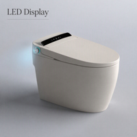Siège de toilette chauffant intelligent en céramique avec télécommande, désodorisation automatique, capteur de pied, double chasse d'eau allongée (P-Trap/S-Trap)