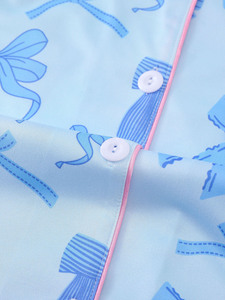 Pigiama Casual <span class=keywords><strong>da</strong></span> Donna <span class=keywords><strong>con</strong></span> Stampa a Fiocco, Set Pigiama <span class=keywords><strong>con</strong></span> Colletto a <span class=keywords><strong>Bottoni</strong></span>, Abbigliamento <span class=keywords><strong>da</strong></span> Casa Oversize a <span class=keywords><strong>Maniche</strong></span> <span class=keywords><strong>Corte</strong></span> - Product Image 3