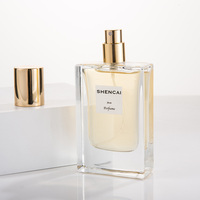 Flacons en verre pour parfum de 35 ml, fond épais, forme rectangulaire, avec bouchon en métal pour le stockage de parfum