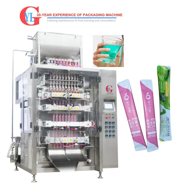 Multi Lane Stick Automatic Packaging Machine For Double Materials Juice Mouth Wash Enzyme Facial Cream Oil Condensed Milk