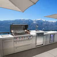 Cuisine extérieure modulaire en acier inoxydable de haute qualité, durable et robuste, avec évier et grill, personnalisable, vente en gros pour les applications de restauration en centre commercial
