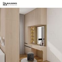 Armoire à portes coulissantes Buildgres avec verre, cadre en bois pour chambre à coucher, armoire décorative moderne