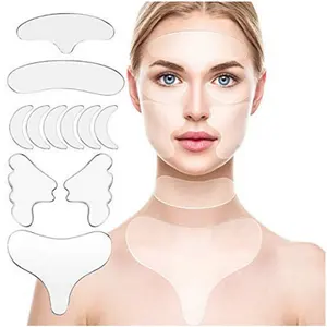 11Pcs Anti Rimpel Patches Silicone Pads Reusable Silicone Wrinkle Removal Sticker Face Forehead Neck Eye Sticker Skin Care Patch