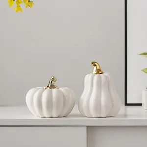 Criativos ornamentos acessórios de desktop decorações halloween presentes branco artesanato cerâmica abóboras