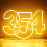 Papan Iklan Akrilik LED Neon Karakter PC, Lampu Atmosfer Bentuk Huruf Angka Bercahaya, Dapat Dipasang di Dinding, Garansi 1 Tahun