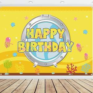 Toile de fond photo océan sous-marin éponge jaune personnalisée 7x5ft pour les décorations et les événements de fête de remise des diplômes en stock! - Product Image 2