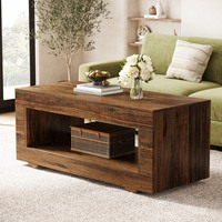 Tables basses en bois massif Tribesigns avec base robuste Tables basses de luxe marron clair rustique Tables basses antiques