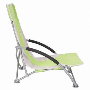 Outdoor Portable Folding Steel Tube Frame <b>Beach</b> <b>Chair</b> with Fabric Pocket and Carry Bag - Product Image 1