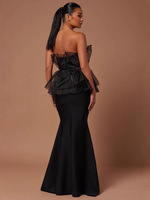 Robe de soirée élégante noire moulante avec design cintré à la taille, style européen et américain, mode haut de gamme