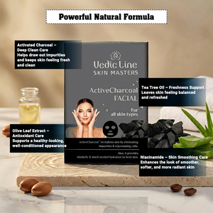Kit de soin du visage au charbon actif Vedic Line, sachet, détoxifiant, pour un nettoyage en profondeur des pores, élimination des points noirs, traitement du visage - Product Image 3