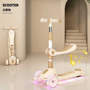 Produits pour bébés Jouets <span class=keywords><strong>Trottinette</strong></span> LED en PU pour enfants <span class=keywords><strong>3</strong></span> <span class=keywords><strong>roues</strong></span> Musique cool Pliable <span class=keywords><strong>Trottinette</strong></span> à pousser pour filles et garçons - Product Image 6