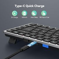 2.4G dapat diisi ulang nirkabel untuk Keyboard Bluetooth, tata letak QWERTY UK Keypad Mini ringkas tombol senyap kompatibel Multi