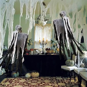 Décoration d'Halloween : Fantôme squelette suspendu en gaze déchirée, accessoire pour jardin, patio et aménagement de scène de maison hantée - Product Image 4