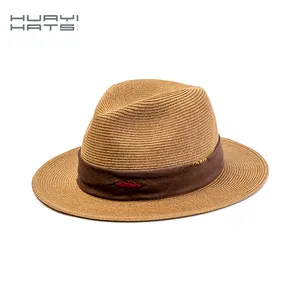 Huayihats Outdoor Women Men Unisex Spring Summer Breathable Paper Straw Braid Floppy Fedora Beach Panama Straw Hats