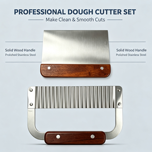 Stainless Steel Dough Scraper <b>Set</b> Wooden Handle <b>Baking</b> Pastry Tool for Dough Prep Durable Kitchen Utensil - Product Image 2