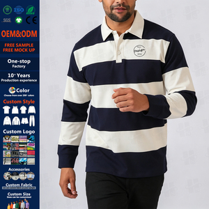 Vente en gros OEM – Nouveau polo de rugby à manches longues pour homme, rayé, décontracté, col chemise, en coton, maillot de rugby personnalisé - Product Image 1