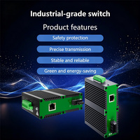 Switch POE Industrial Gigabit Inteligente con 1 Puerto de Fibra SC + 1 Puerto RJ45, Montaje en Riel DIN, IP40, Agregación de Enlaces, Port Mirroring, Protección contra Storms