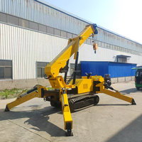 Mini-grue sur chenilles de quatorze tonnes, type araignée, avec télécommande sans fil pour les travaux d'installation et de réparation en usine.