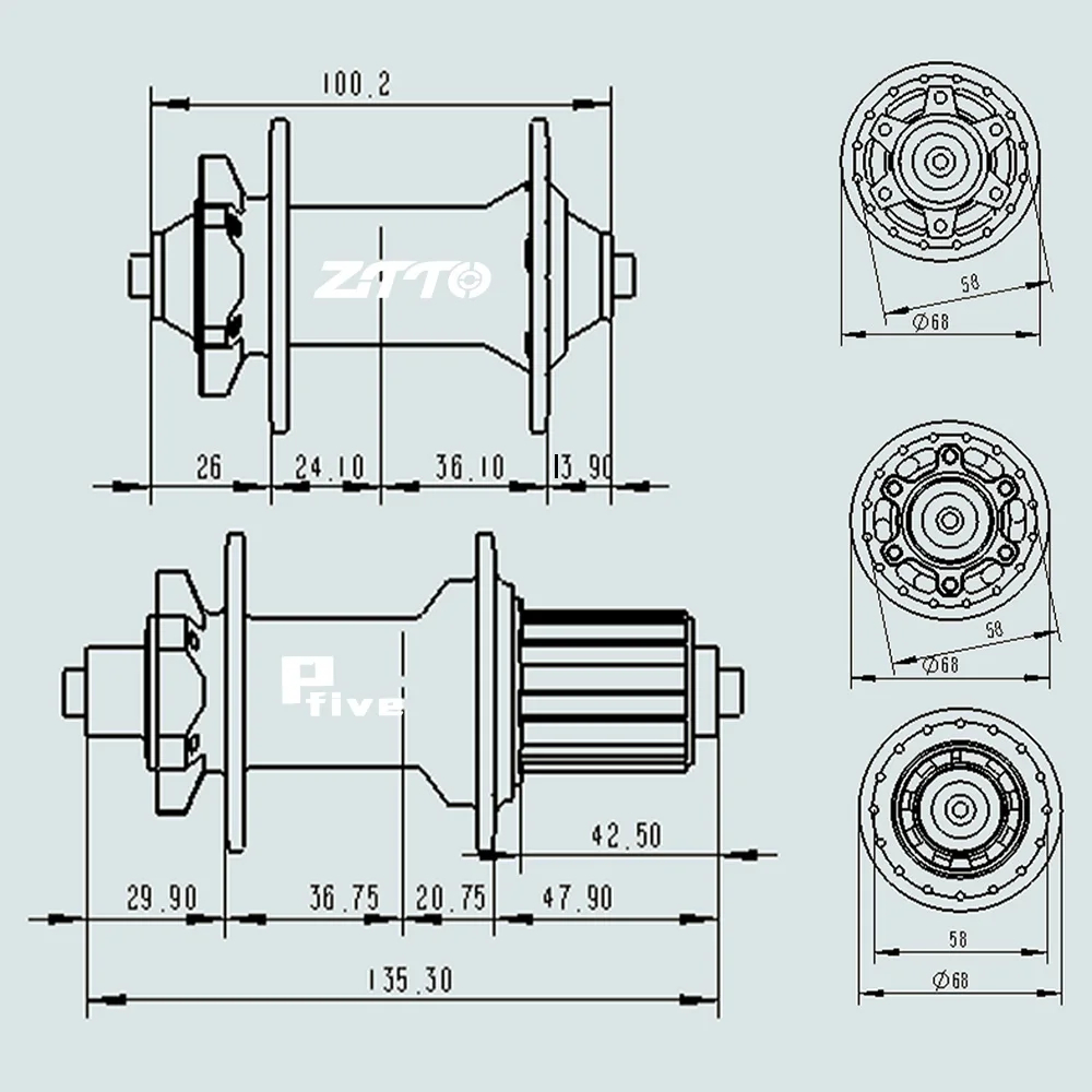 ZTTO P5 Disc Brake MTB Hub - 6-Bolt Design, 28/32/36 Hole, 120