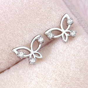 Aretes de Zirconia Cúbica de Moda al por Mayor, Aretes de Mariposa Bonitos Chapados en Oro para Niñas - Product Image 3