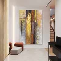 Grande taille, peinture acrylique minimaliste dorée sur toile, affiche scandinave, peinture à la main, art mural de la marque Mintura, tableau pour salon et maison